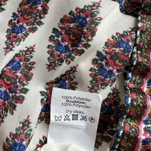 MADEWELL Cream Pink Floral Pleated Midi Skirt Women's Size 10 Preppy Colorful - Picture 6 of 9